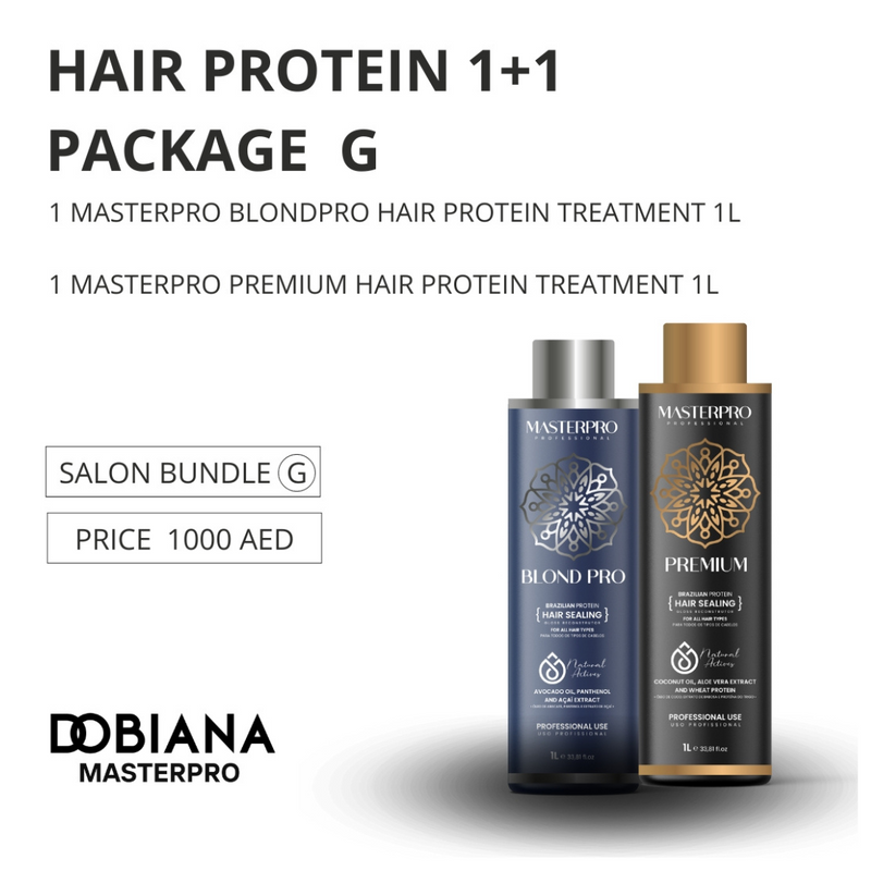 MasterPro Premium and BlondPro Brazilian Hair Protein Treatment 1+1 Package G